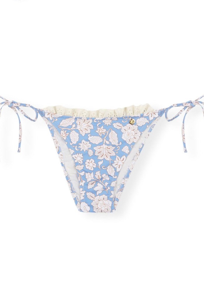 Braga De Bikini Ajustable En Azul Con Volante