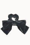 GREY VELVET BOW SCRUNCHIE