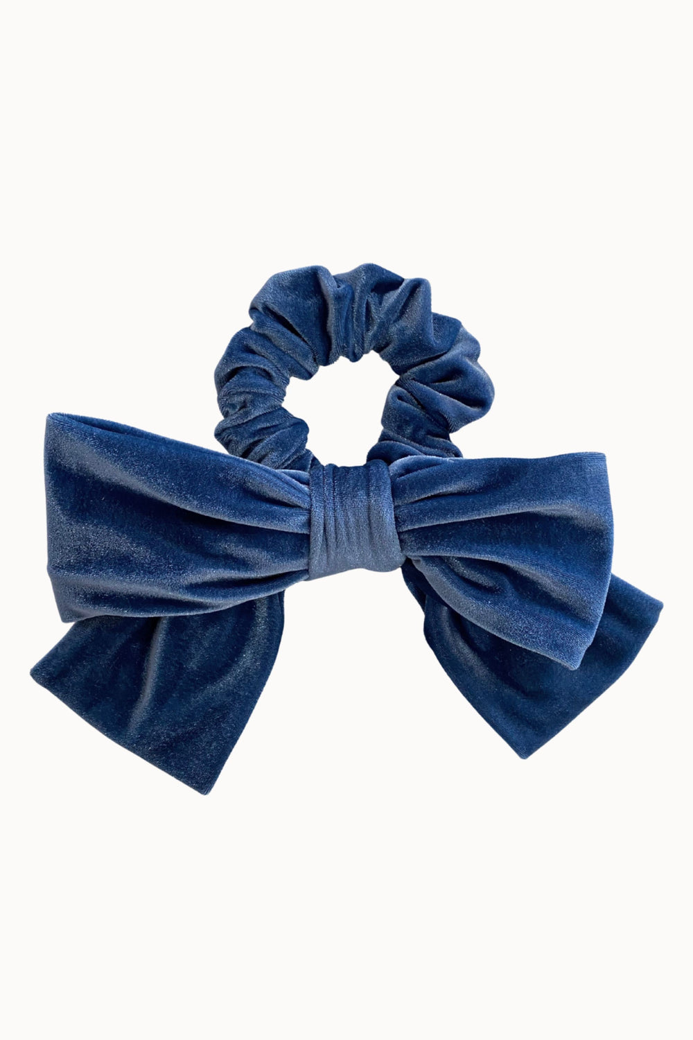 BLUE VELVET BOW SCRUNCHIE
