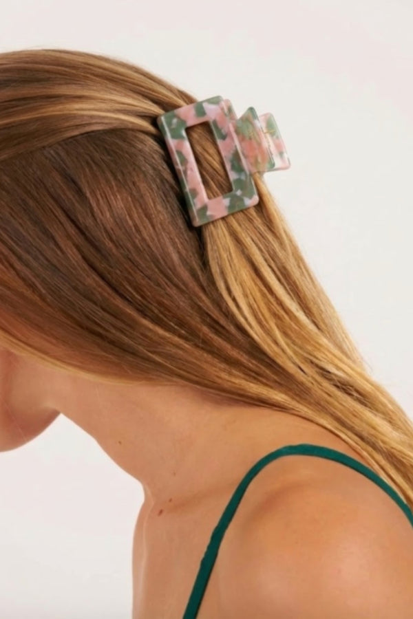 PINZA DE PELO ROSA Y VERDE