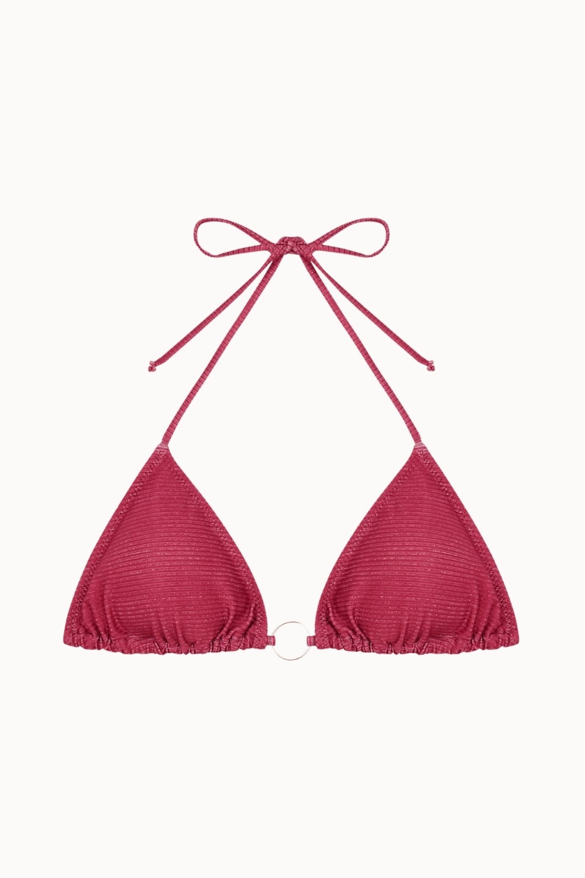Top de Bikini de Triángulo con Aros Rosa [Lúrex] | Bohodot
